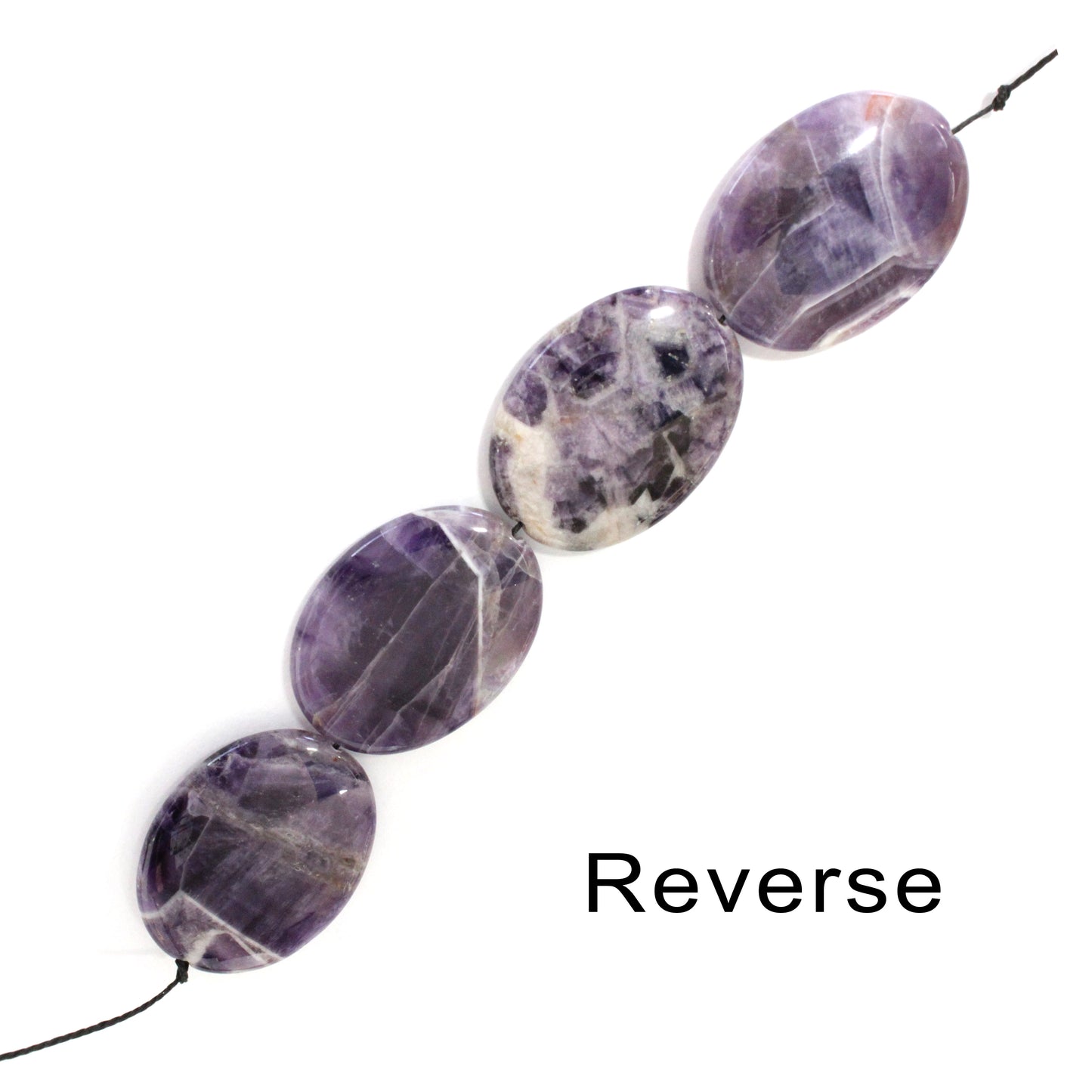 Dog Teeth Amethyst Oval Beads / 4 Bead Strand / 40x30x8mm / smooth polished natural stone focal bead