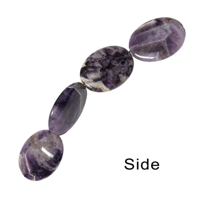 Dog Teeth Amethyst Oval Beads / 4 Bead Strand / 40x30x8mm / smooth polished natural stone focal bead