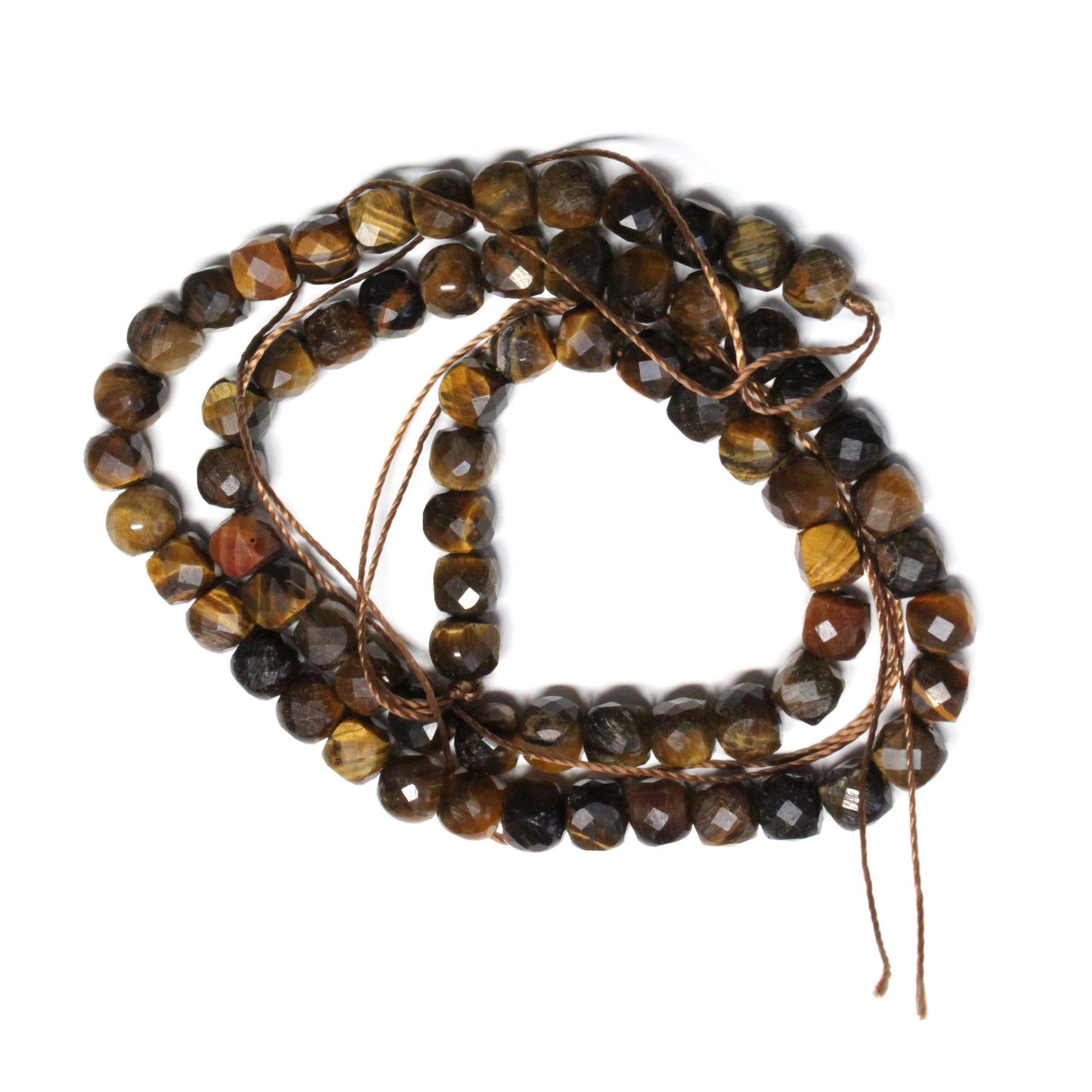 5mm Tiger's Eye Faceted Cube Beads / 15" Strand