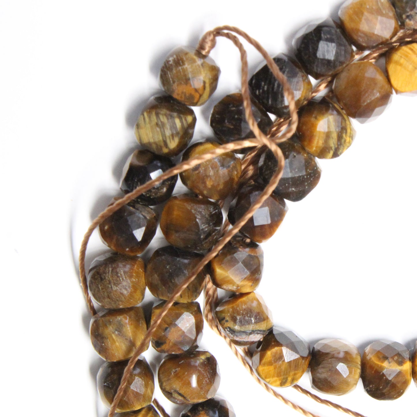 5mm Tiger's Eye Faceted Cube Beads / 15" Strand