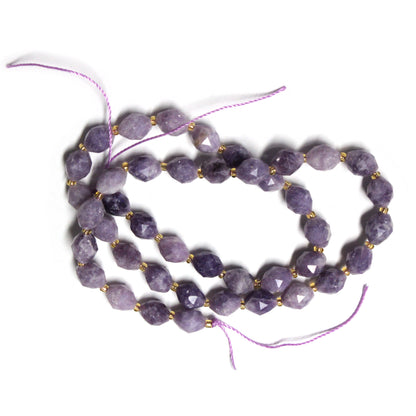 Purple Lepidolite Faceted Rice Beads / 8 x 6mm / 15" Strand