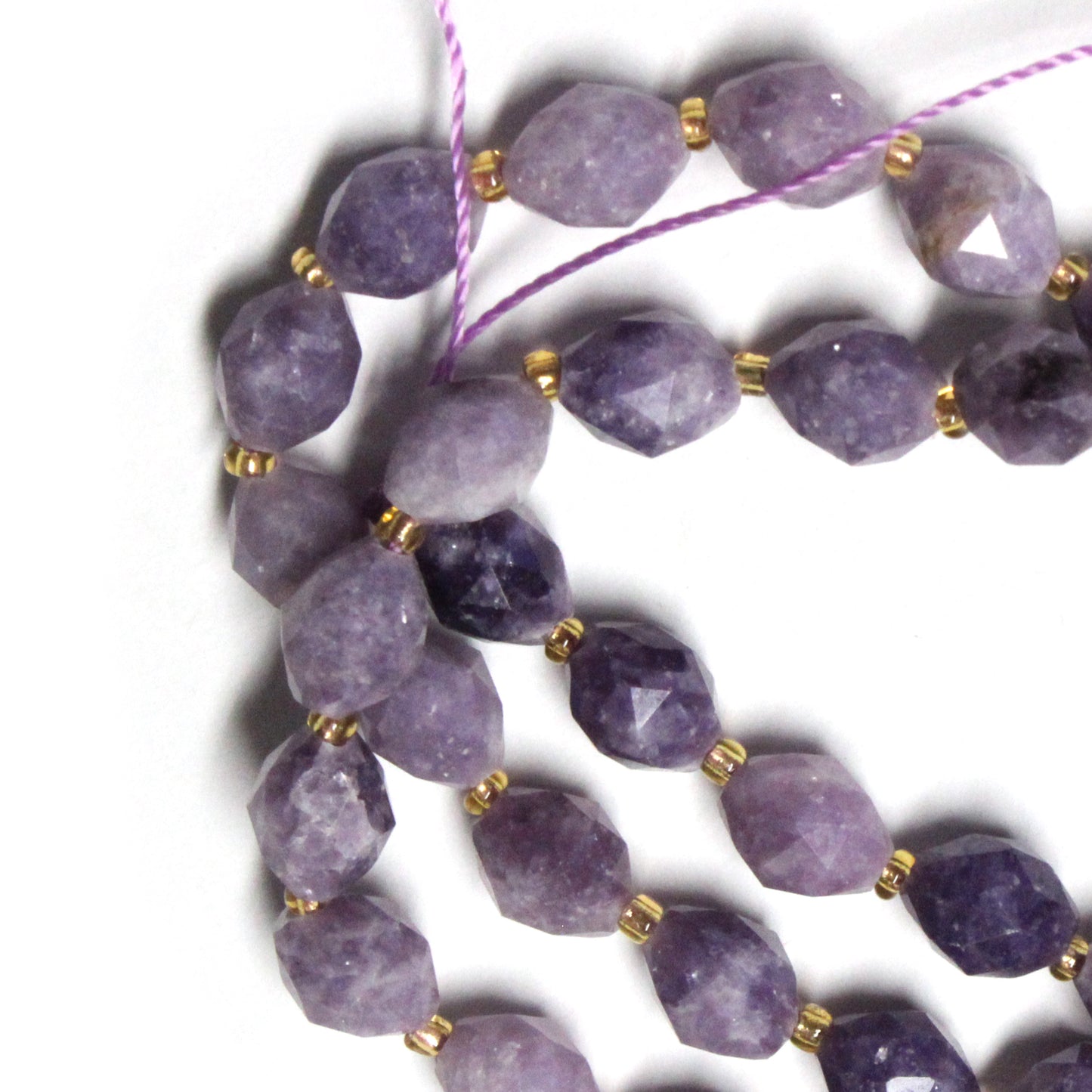 Purple Lepidolite Faceted Rice Beads / 8 x 6mm / 15" Strand