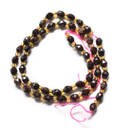 Garnet Microfaceted Rice Beads / 6 x 4mm / 15 Inch Strand