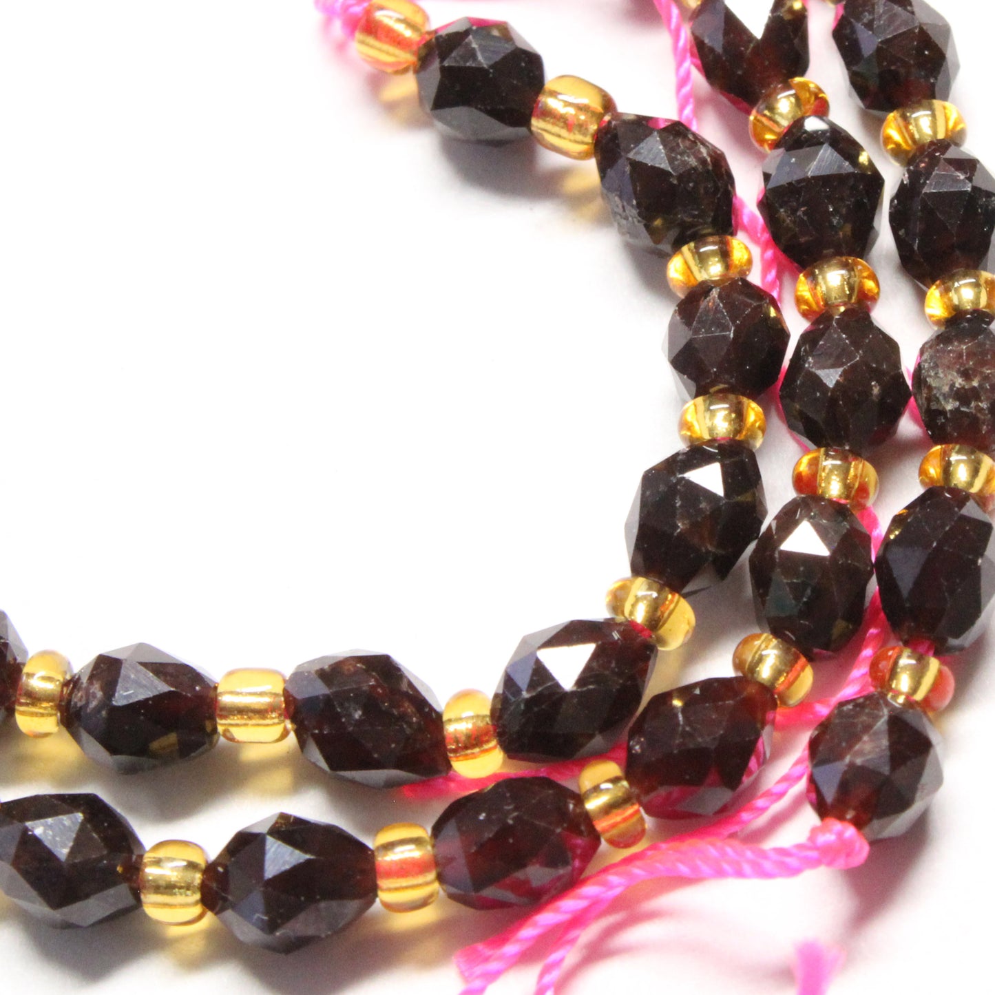 Garnet Microfaceted Rice Beads / 6 x 4mm / 15 Inch Strand