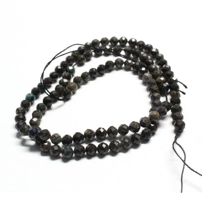 4mm Black Opal Microfaceted Round Beads / 15 inch strand