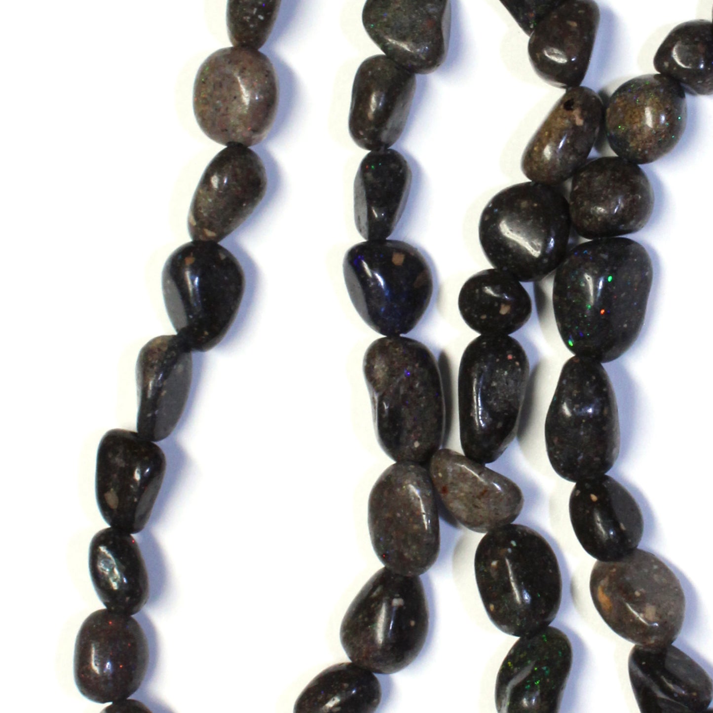 Black Opal Rounded Pebble Chip Beads / 15 inch strand / 6x8mm