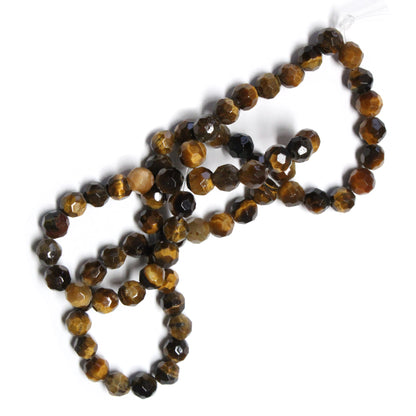 6mm Tiger's Eye Faceted Round Beads / natural / 15" Strand