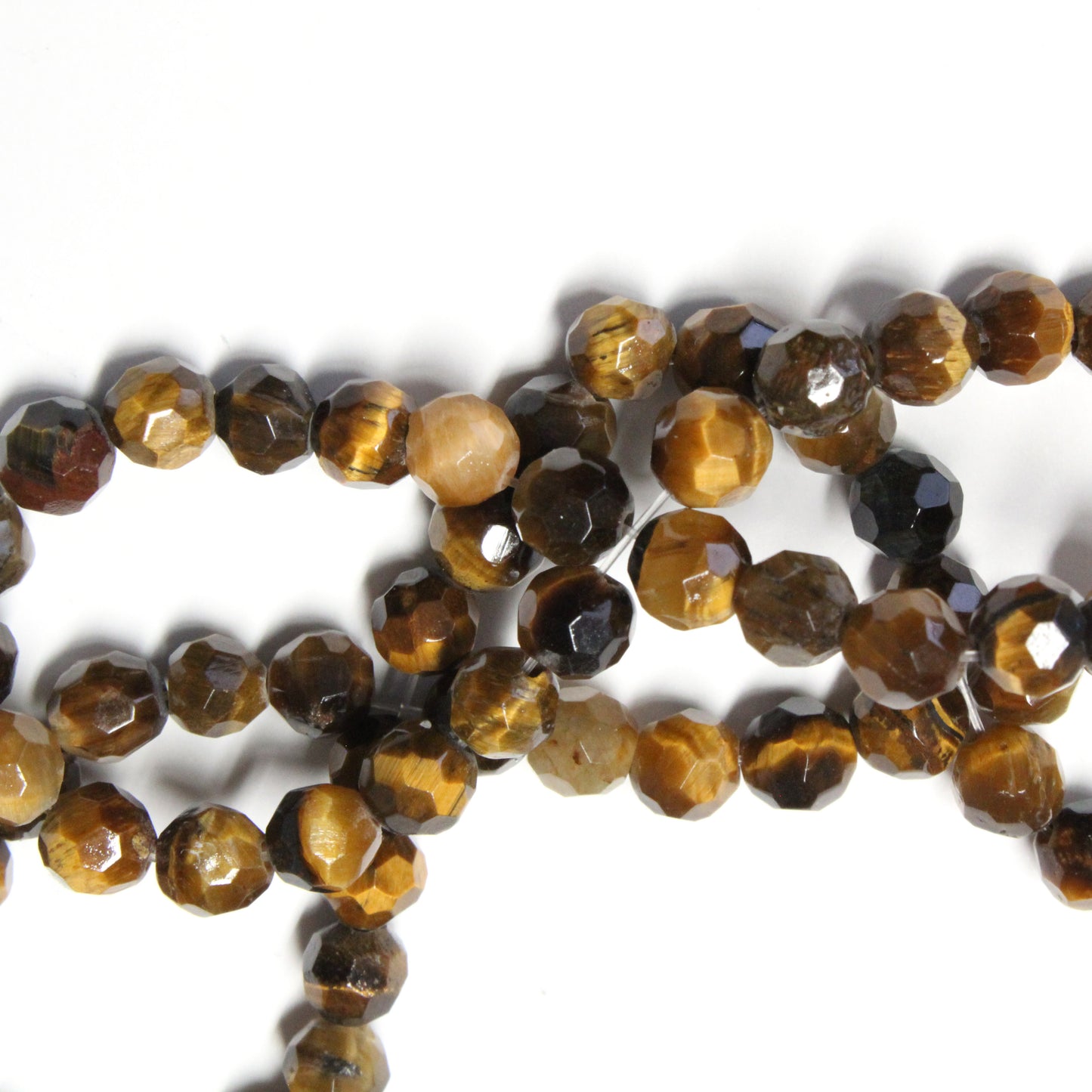 6mm Tiger's Eye Faceted Round Beads / natural / 15" Strand