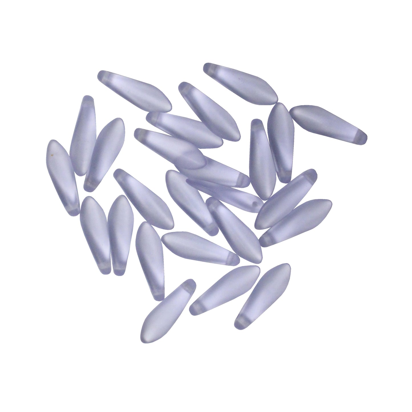 LIGHT PURPLE MATTE Dagger Beads / 25 Pack / 15 x 6mm Czech glass jewelry beads