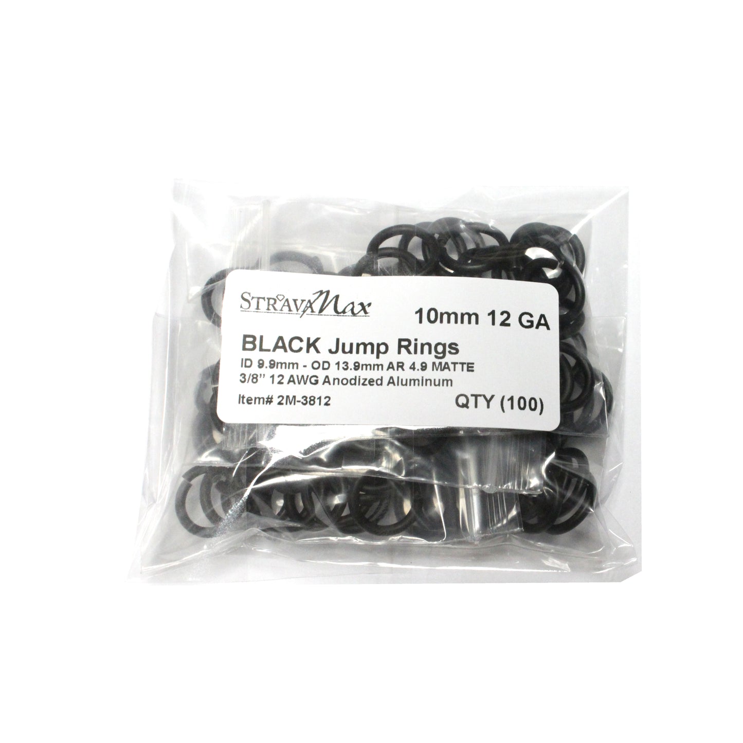 MATTE BLACK 10mm 12 GA Jump Rings / 100 Pack