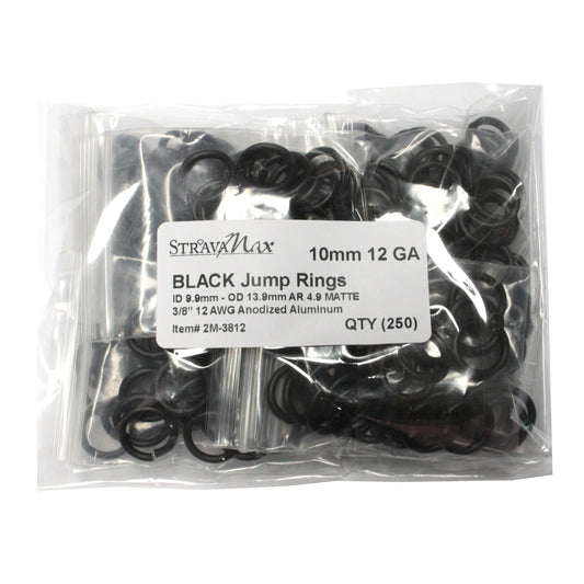 MATTE BLACK 10mm 12 GA Jump Rings / 250 Pack