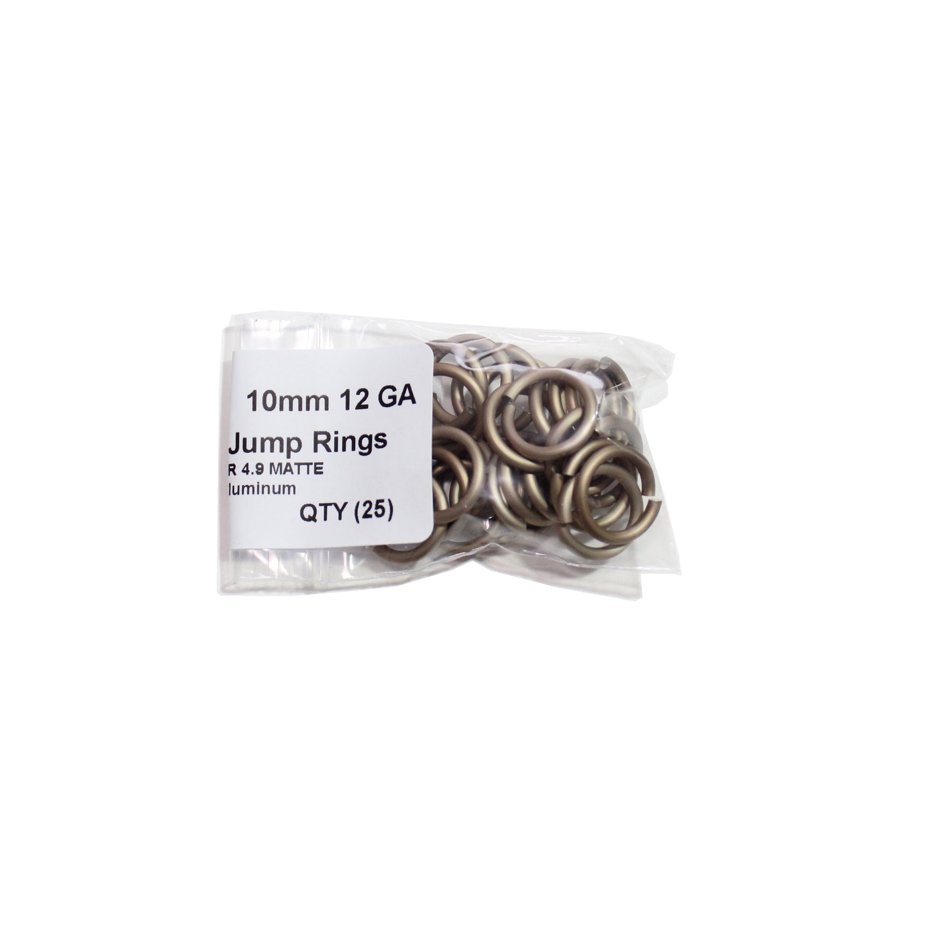 MATTE CHAMPAGNE 10mm 12 GA Jump Rings / sawcut round open anodized aluminum / 25 Pack