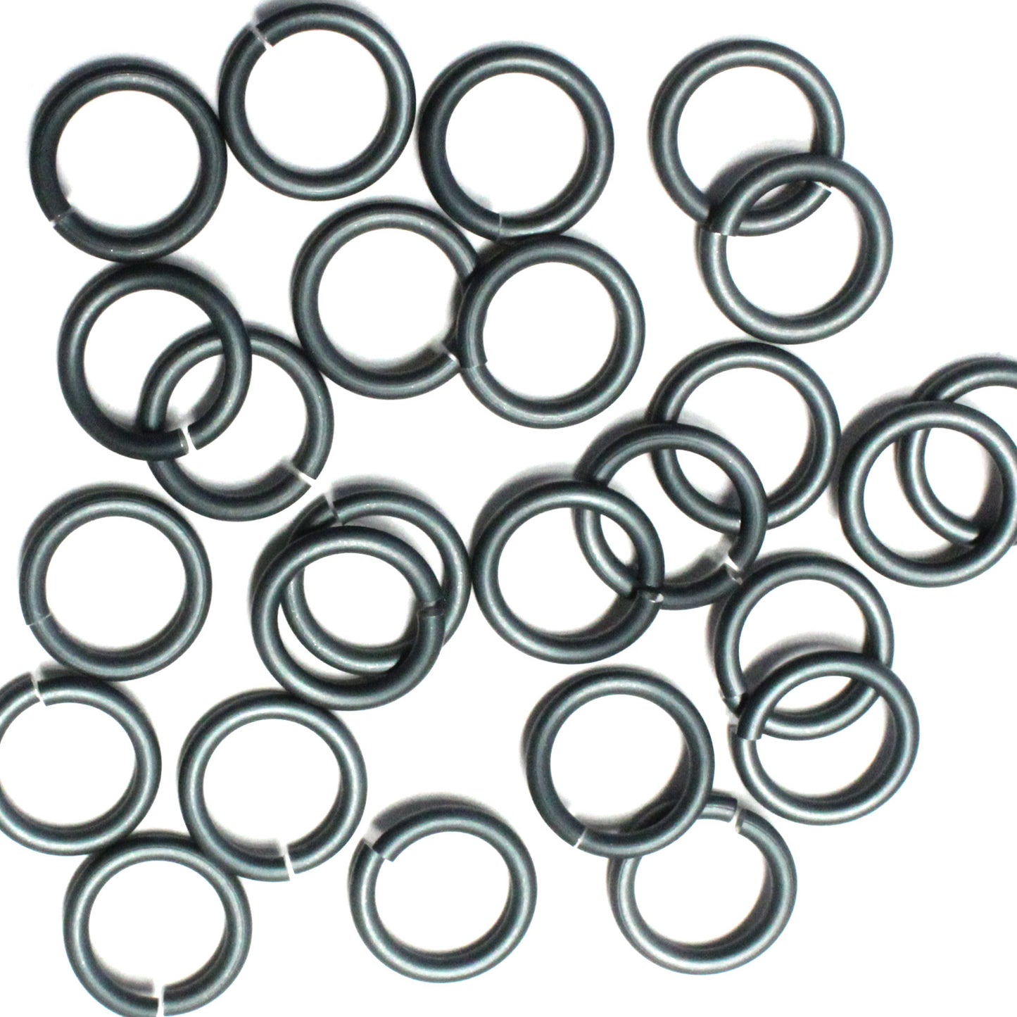 MATTE DARK TEAL 10mm 12 GA Jump Rings / sawcut round open anodized aluminum