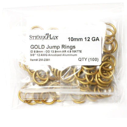 100 Pack - 10mm MATTE GOLD Aluminum Jump Rings