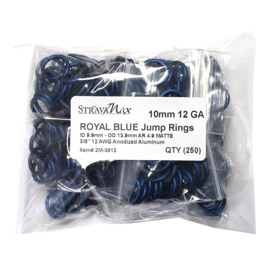 MATTE ROYAL BLUE 10mm 12 GA Jump Rings / 250 Pack