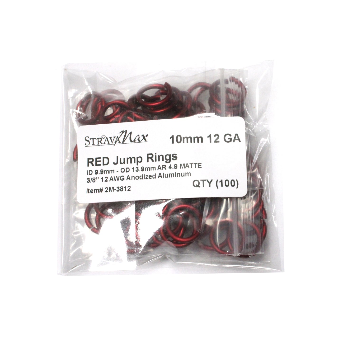 MATTE RED 10mm 12 GA Jump Rings / 100 Pack
