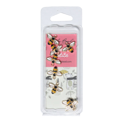 15mm Enameled Bumble Bee Charms – Pack of 8