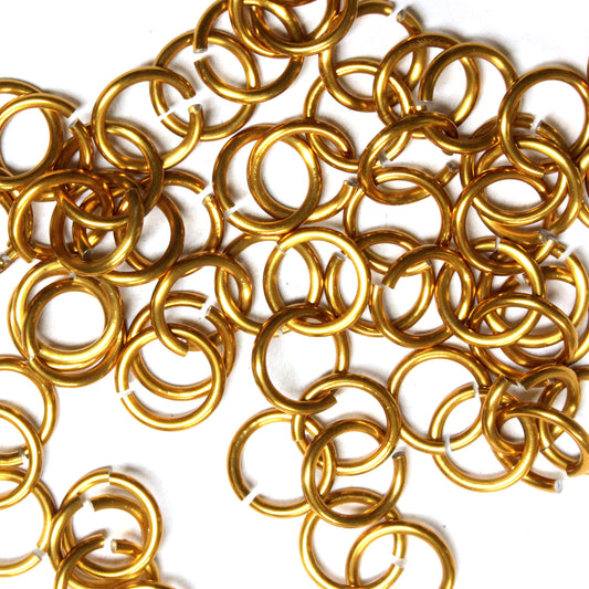 SHINY DARK GOLD 7mm 16 GA AWG Jump Rings / sawcut round open anodized aluminum