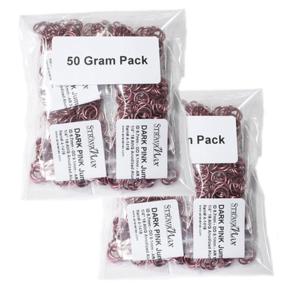 SHINY DARK PINK 7mm 16 GA AWG Jump Rings - 100 Gram Pack
