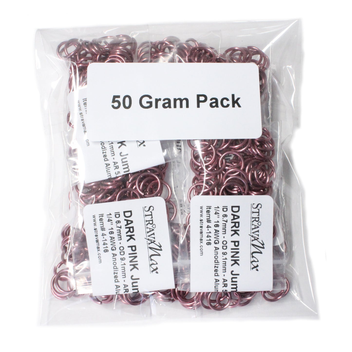 SHINY DARK PINK 7mm 16 GA AWG Jump Rings - 50 Gram Pack