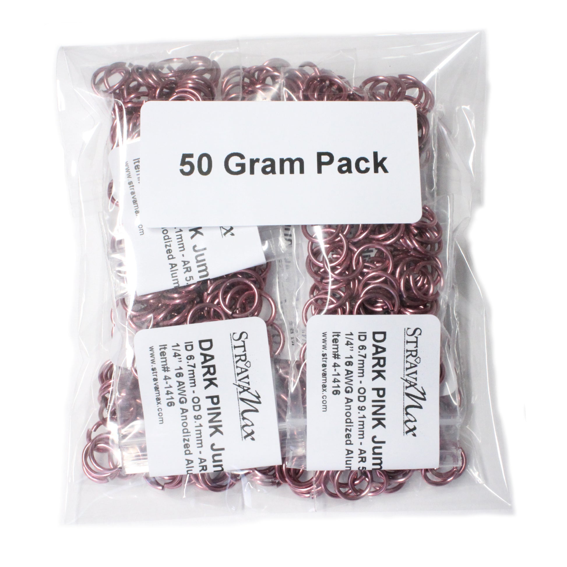 SHINY DARK PINK 7mm 16 GA AWG Jump Rings - 50 Gram Pack