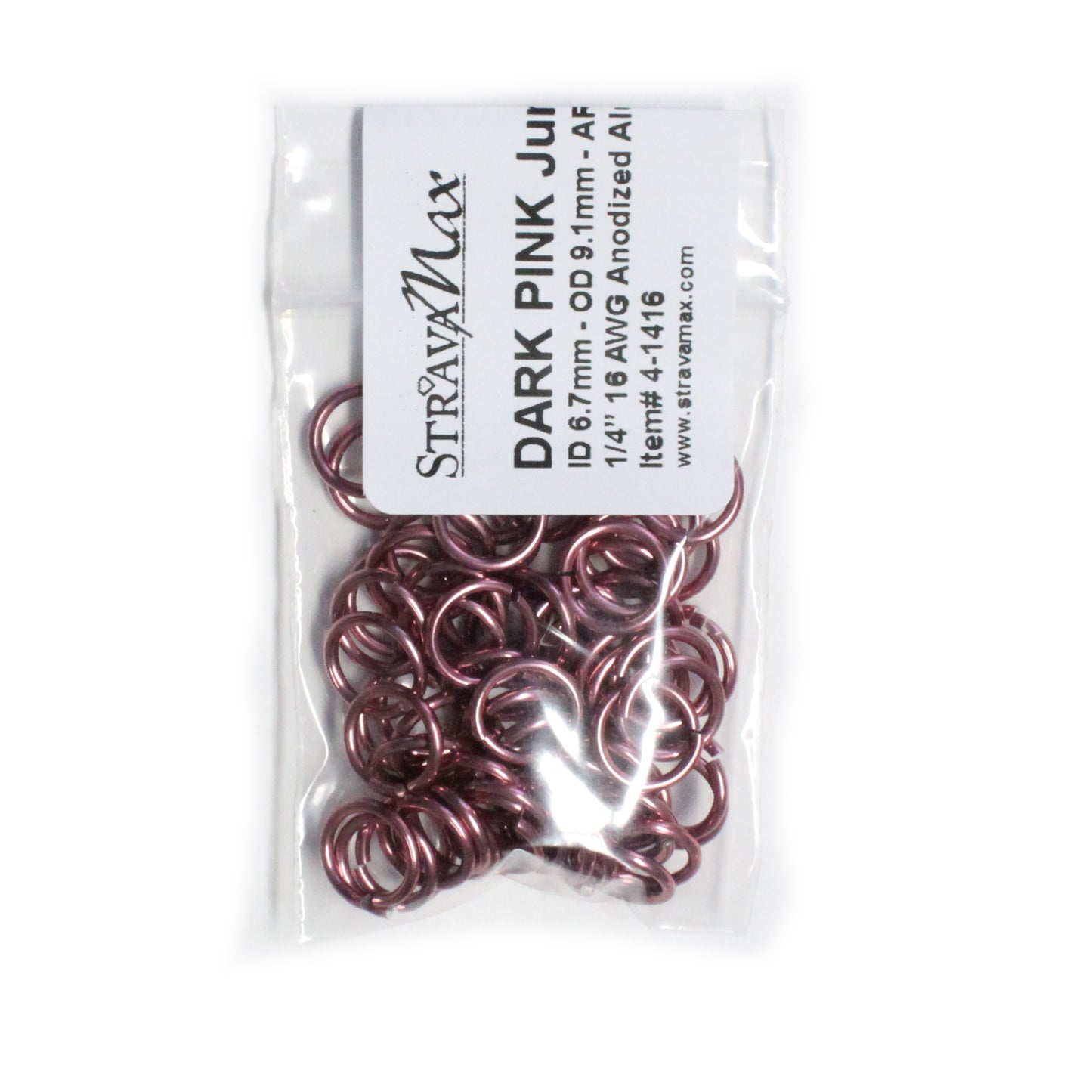 SHINY DARK PINK 7mm 16 GA AWG Jump Rings / 5 Gram Pack (approx 70) / sawcut round open anodized aluminum / for chainmail jewelry