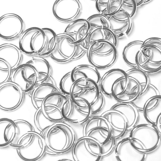 SHINY SILVER 7mm 16 GA AWG Jump Rings / 5 Gram Pack (approx 70) / sawcut round open anodized aluminum / for chainmail jewelry