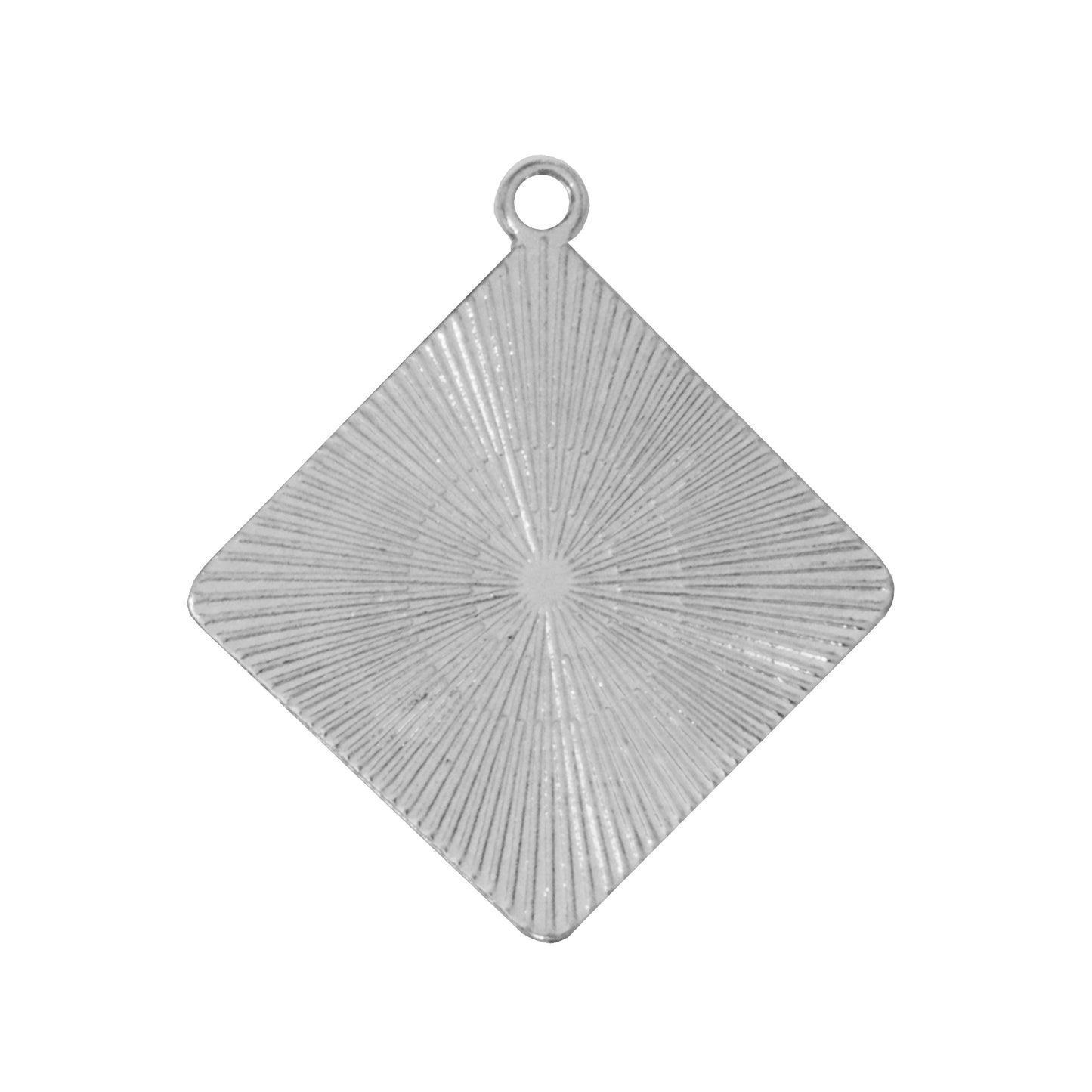 Radiant Square Bezel Charm / 20mm ID / bright silver finish / plated zinc alloy