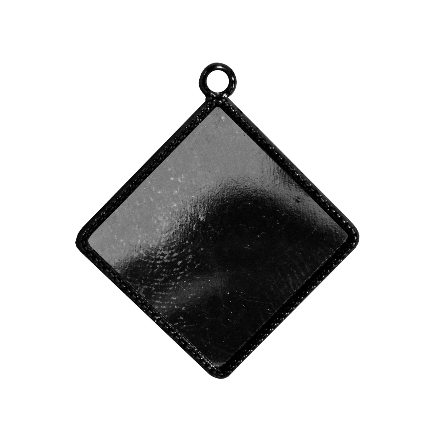 Radiant Square Bezel Charm / 20mm ID / black finish / plated zinc alloy