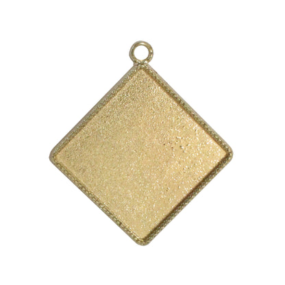 Radiant Square Bezel Charm / 20mm ID / bright gold finish / plated zinc alloy