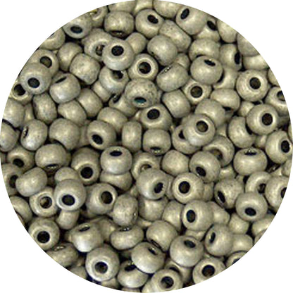 6/0 METALLIC MATTE TERRA ANTIQUED SILVER Czech Glass Seed Beads / sold in 1 ounce packs