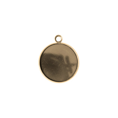 Plain Round Bezel Charm / 14mm ID / bright gold finish / plated zinc alloy