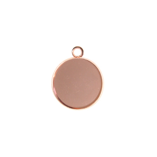 Plain Round Bezel Charm / 14mm ID / rose gold finish / plated zinc alloy