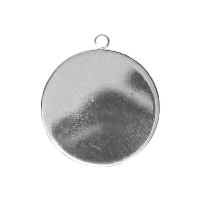 Plain Round Bezel Charm / 25mm ID / bright silver finish / plated zinc alloy