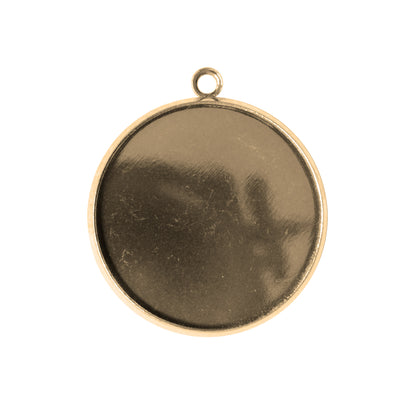 Plain Round Bezel Charm / 25mm ID / bright gold finish / plated zinc alloy