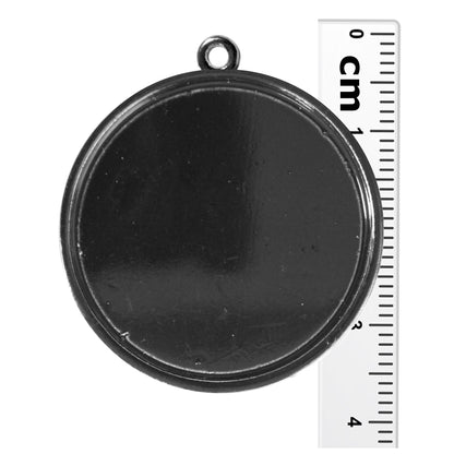 Radiant Round Bezel Charm / 30mm ID / black finish / plated zinc alloy