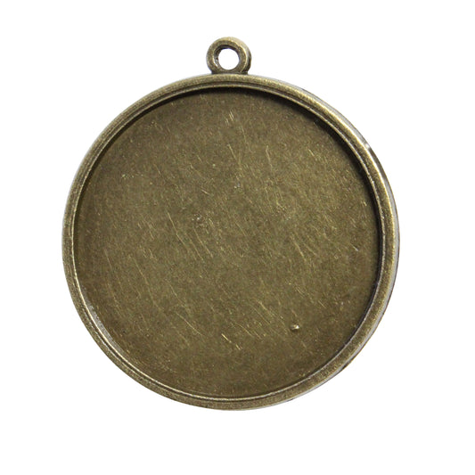 Radiant Round Bezel Charm / 30mm ID / antique bronze finish / plated zinc alloy