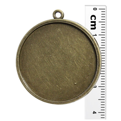 Radiant Round Bezel Charm / 30mm ID / antique bronze finish / plated zinc alloy