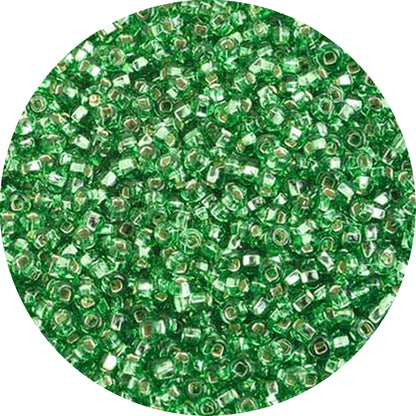 10/0 LIME GREEN SILVER LINED Czech Glass Seed Beads
