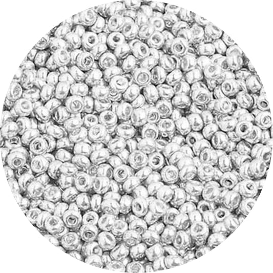 10/0 METALLIC BRIGHT SILVER Czech Glass Seed Beads