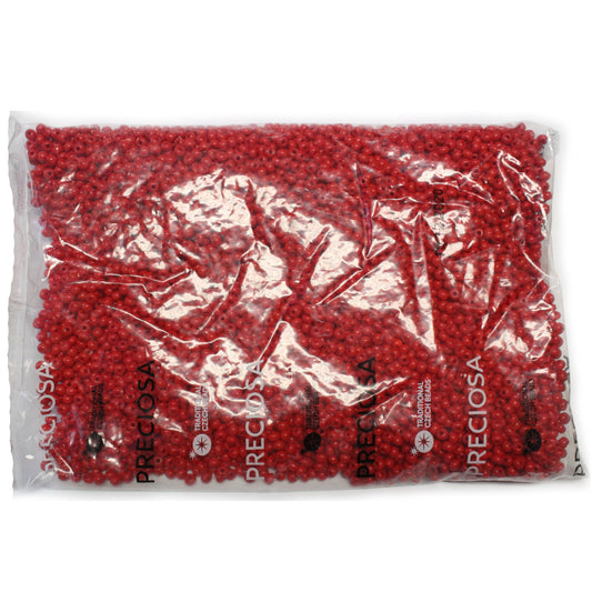 500 gram factory pack - 6/0 APPLE RED Preciosa Seed Beads