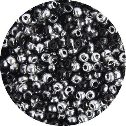 6/0 BLACK LABRADOR HALF COAT Czech Glass Seed Beads