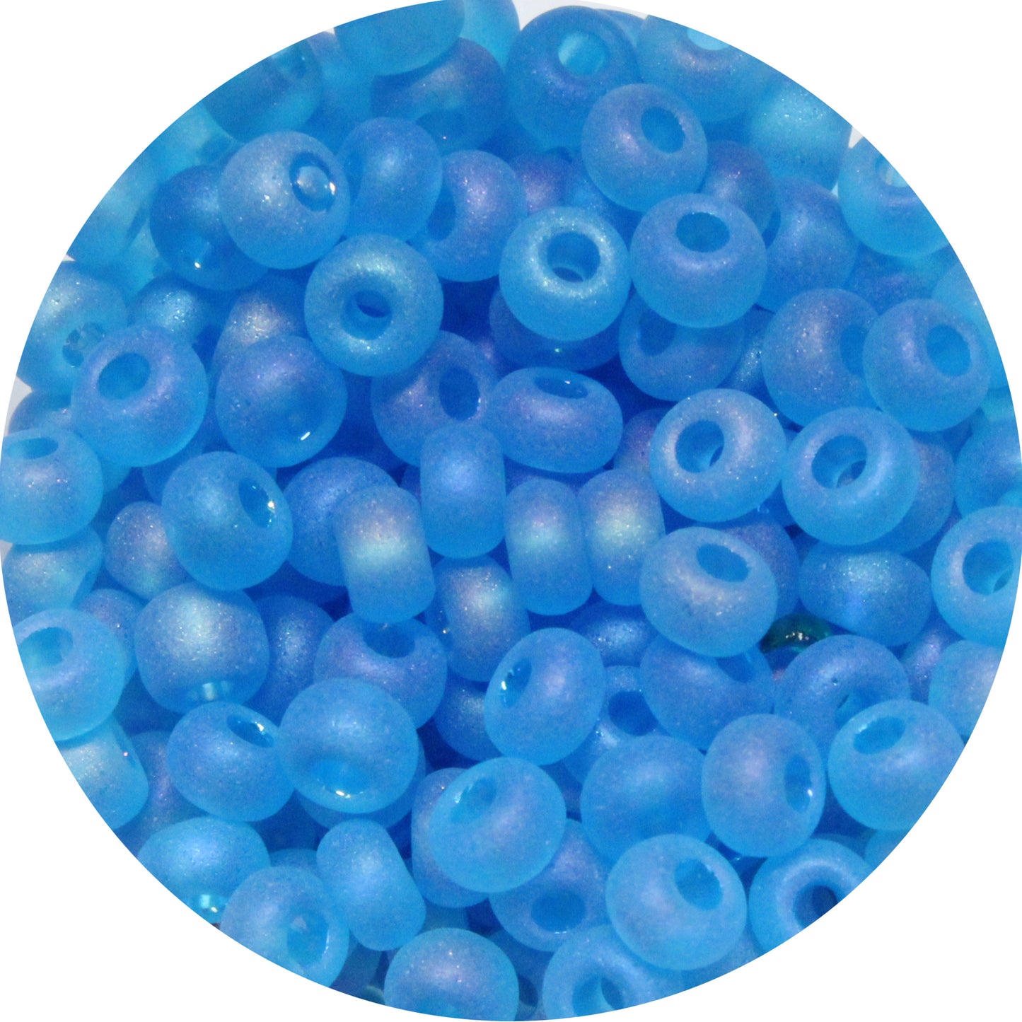 6/0 AQUA BLUE MATTE AB Seed Beads / sold in 1 ounce packs / Preciosa Czech Glass