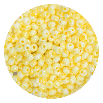 6/0 WHITE YELLOW TERRA MELAFYR Czech Glass Seed Beads