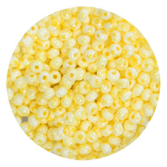 6/0 WHITE YELLOW TERRA MELAFYR Czech Glass Seed Beads