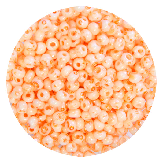 6/0 WHITE ORANGE TERRA MELAFYR Czech Glass Seed Beads