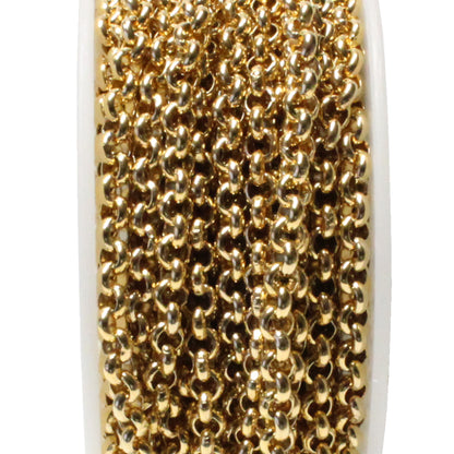 Medium Rollo Chain / gold plated stainless steel / sold by the foot / 4mm links (OD)