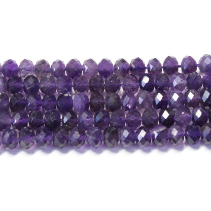 Amethyst Microfaceted Rondelle Beads / 4 x 6mm laser cut / 15 Inch Strand