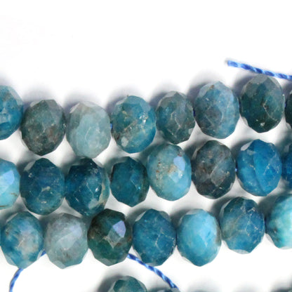 Blue Apatite Microfaceted Rondelle Beads / 4 x 6mm laser cut / 15 Inch Strand