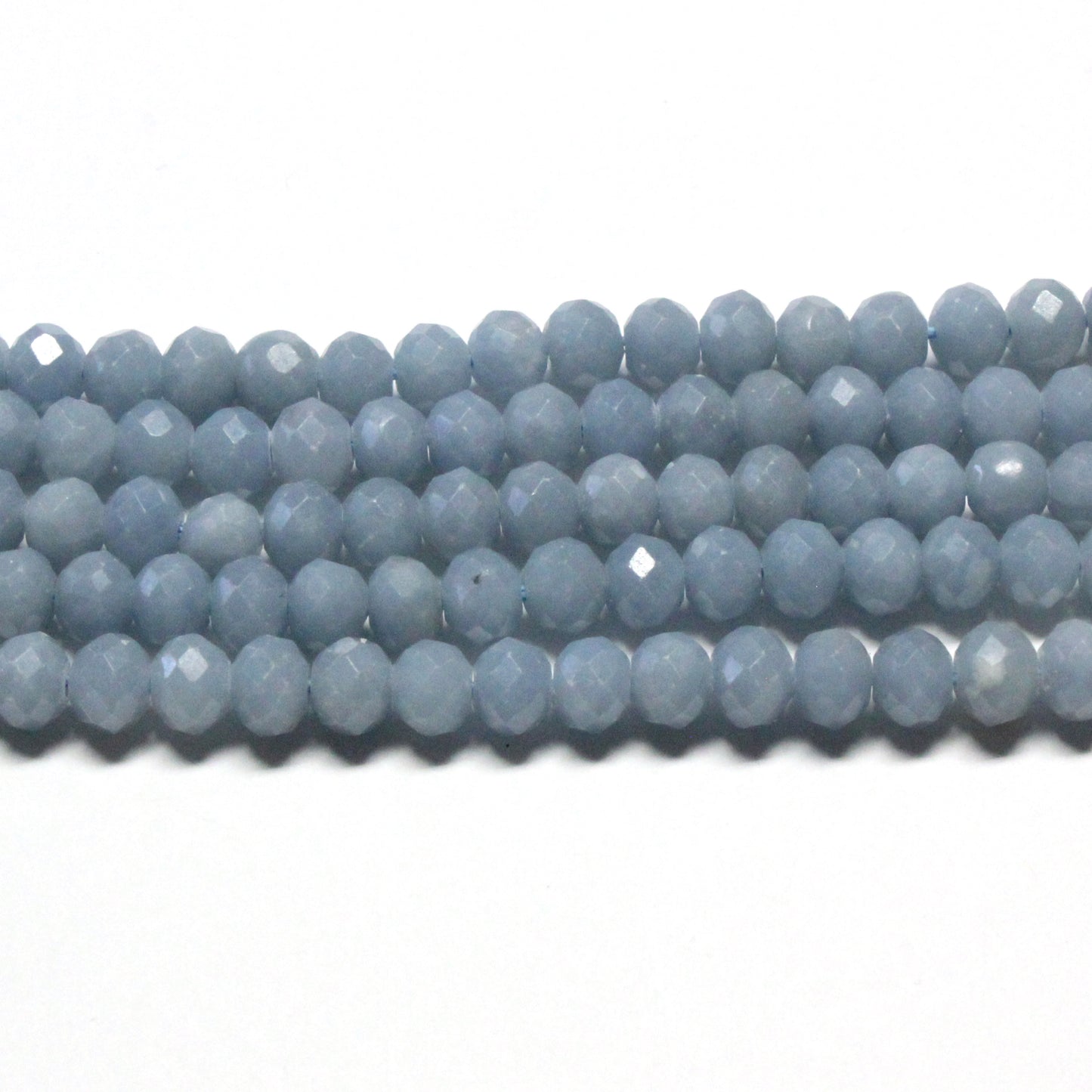 Angelite Microfaceted Rondelle Beads / 4 x 6mm laser cut / 15 Inch Strand